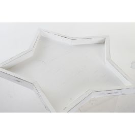 DKD Home Decor Centro de Mesa Shabby Blanco Madera Set de 3 Piezas 54 x 3 x 57 cm