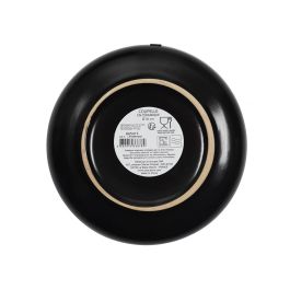 Home Deco Factory Plato Hondo Moscou Negro con Ribete Dorado Diámetro 18 cm