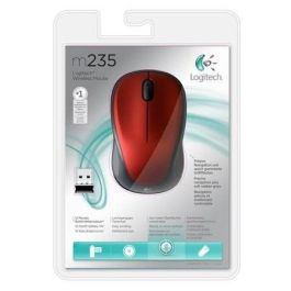 Logitech M235 Ratón Inalámbrico 2.4 GHz Óptico 1000 DPI con Nano Receptor, 1 Año Pila, Multi-OS, Compacto - Rojo