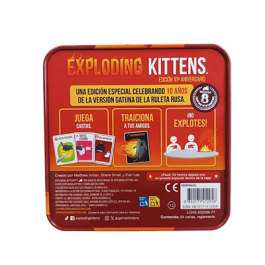 Exploding Kittens EKIEKTIN02ES Juego de Mesa Edición 10º Aniversario Caja Metálica