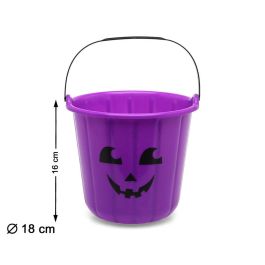 Cubo Halloween Calabaza Morado con Cara Sonriente 16 x 18 cm para Caramelos y Decoración Infantil Precio: 1.49999949. SKU: B1FZZ8HGXL