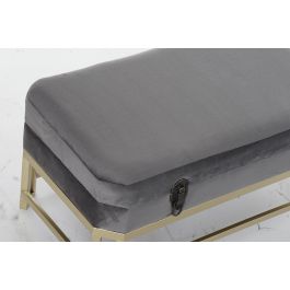 DKD Home Decor Descalzadora Glam de Terciopelo y Metal, Set de 2 unidades, Colores Gris y Dorado, Dimensiones 40x47x80 cm, Altura Asiento 47 cm