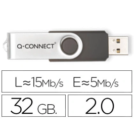 Q-connect Memoria USB Flash 32 GB 2.0 Negra con Protector Giratorio Precio: 6.50000021. SKU: B14R5MTGFV