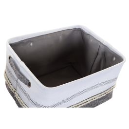 DKD Home Decor Cesta Decorativa Boho de Poliéster Rosa Palo Gris 34x27x20 cm Juego de 4 Unidades