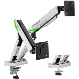 AISENS - SOPORTE DE MESA GAMING CONTRAPESO GIRATORIO E INCLINABLE PARA MONITOR/TV 16KG (3 PIVOTES, 2 BRAZOS) DE 17-38, NEGRO-BLANCO