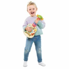 Guitarra musical infantil de madera con luces, sonidos y colores, incluye pilas, para edades de 18 a 36 meses