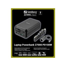 Sandberg 27000 PD100W Powerbank Portátil - Batería Externa 27000 mAh, USB-C, 100W Power Delivery, Carga Rápida