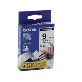 Brother Black on White Gloss Laminated Tape, 9mm