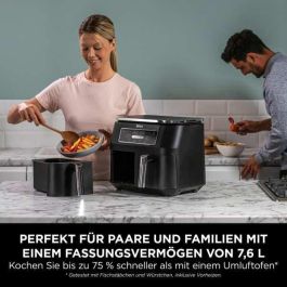 Ninja AF200EU Foodi 4 en 1 Doble Zona Freidora de Aire Caliente 7.6L 2400W Negro con 2 cestas