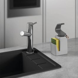 Metaltex Dispensador de jabón con estropajero 'soap-tex' plástico ABS, base antideslizante, colgador de anillos, 11x8x22cm