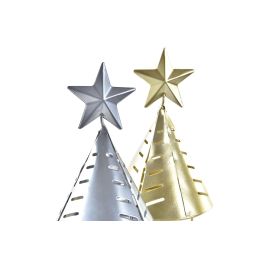 DKD Home Decor Portavela Navidad Moderna Metal Cónico Dorado Plateado 8 x 16 x 8 cm (8 Unidades) Surtido Aleatorio
