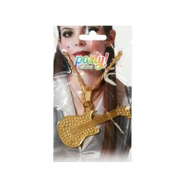 Collar Carnaval Dorado Estrella De Rock Guitarra Mujer Adulto