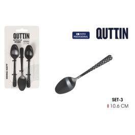 Inde Set de 3 Cucharas de Café Moma Black Matt - Acero Inoxidable Mate Negro para Espresso 10.6 x 2.5 cm (12 Cajas)
