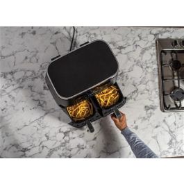 Ninja AF300EU Freidora de Aire 6 en 1 Dual Zone 7.6L, Cocina 2 Alimentos a la Vez, Max Crisp, Asar, Hornear, Deshidratar, Recalentar
