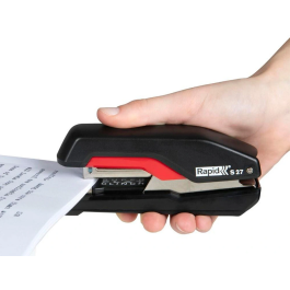 Rapid Grapadora S27 Fullstrip Plástico, Capacidad 30 Hojas, Usa Grapas 24/6 y 26/6, Color Negro/Rojo