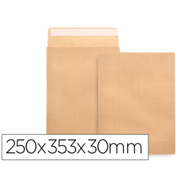 Liderpapel Bolsa Fuelle Kraft 250x353x30 mm Solapa Tira Silicona Papel 120gr Caja 50 Unidades Precio: 27.69000058. SKU: B1CFKXE242