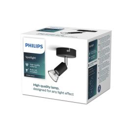 Philips Foco Limbali 1 elemento GU10 Negro con Cabezal Ajustable, Bombilla no Incluida, Ø8x13cm, Metal IP20 Philips Foco Limbali 1 elemento GU10 Negro con Cabezal Ajustable, Bombilla no Incluida, Ø8x13cm, Metal IP20