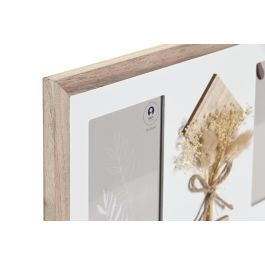 DKD Home Decor Marco Multifoto Shabby de Paulownia y Cristal para varias fotos, Colores Natural y Blanco, 39 cm Ancho x 22 cm Alto x 1.2 cm Fondo