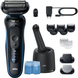 Braun BRA8700216647229 Afeitadora Eléctrica Serie 5 Negra y Azul - Batería 50 min, Carga Rápida 5 min