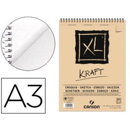 Canson XL Kraft Bloc Dibujo Esbozo Rayado Beige Espiral Din A3 29,7x42 cm 60 Hojas 90 gr/m2 Precio: 13.69000048. SKU: B156FMEEC7