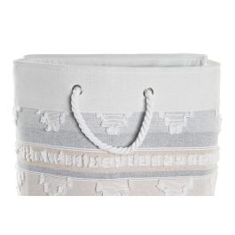 DKD Home Decor Cesta Boho Gris Blanco Algodon 35 x 55 x 35 cm (2 Unidades)