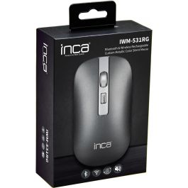 INCA IWM-531RG Ratón Inalámbrico & Bluetooth 1600 DPI Recargable Plateado