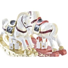 DKD Home Decor Figura de Caballo Decoración de Navidad Tradicional, Resina Roja y Dorada, Set de 2 Unidades Surtidas, 4x14x11 cm