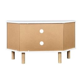 Gabinete de TV de la esquina de Lila - 2 puertas - Decoración de melamina blanca - Pies de madera sólida - L90 x D35 x H55 cm