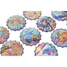 DKD Home Decor Posavasos Atlantico Multicolor Dolomite Corcho 10.8 x 0.7 x 10.8 cm (72 Unidades)