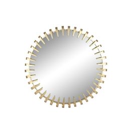 DKD Home Decor Espejo de Pared Glam Dorado Cuadrado 98x98 cm con Marco de Hierro y Cristal, 6 cm de Profundidad
