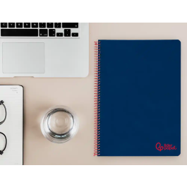 Liderpapel A4 Wonder Cuaderno espiral tapa plástico 80 hojas 90gr pauta ancha 3,5mm con margen color azul marino