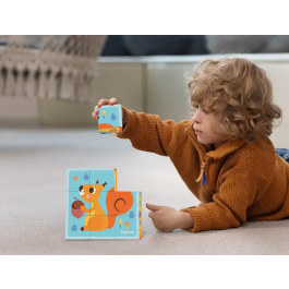 Imaginovo Puzle Infantil de Madera Cubos de Animales +24 Meses 15 Piezas 12 Patrones 22x22x6.4cm