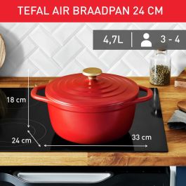 Tefal E2544604 Air Légere Cocotte 24 cm de hierro fundido de aluminio rojo, todas las luces que incluyen inducción