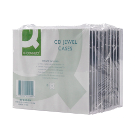 Q-connect Caja CD/DVD con Interior Negro - Pack 10 Unidades - Almacenamiento y Protección