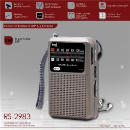 SAMI Radio de bolsillo 2 bandas (FM/AM) de color gris con cordon para llevar