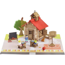 Jeujura JEU3225280806105 La Escuela del Pueblo Juego de Construcción 125 piezas