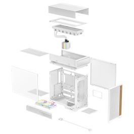 DeepCool CL6600 WH - Torre ATX para PC Gaming, Color Blanco, Con Cristal Templado, Panel Frontal y Ventiladores con Iluminación RGB, Factor de Forma ATX/microATX/Mini-ITX