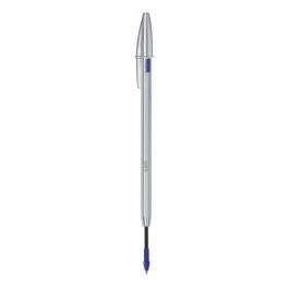 Boligrafo Bic Cristal Renew Cuerpo En Aluminio Mate Tinta Azul + 2 Recambios En Caja De Carton