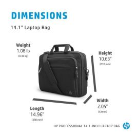 HP Maletín Profesional 14.1 Pulgadas Negro para Portátil, Protección RFID, Sostenible