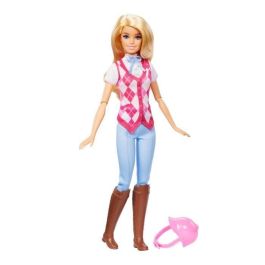 Barbie Hxj38 Muñeca Malibu Jinete de Equitación Articulada Inspirada en Netflix con Chaleco Rosa y Casco