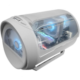 Mars gaming Caja MicroATX MCCYLON Blanca, Caja Gaming Futurista Tipo Turbina con Ventana Panorámica