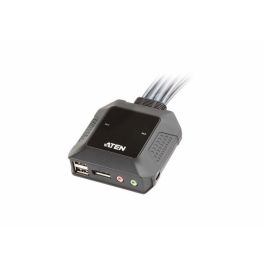 Aten Switch KVM de Cable USB DisplayPort de 2 Puertos con Selector Remoto CS22DP - Video 2560x1600@60Hz para PC, Mac, Linux
