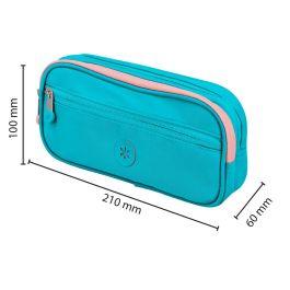 Estuche Portatodo Antartik Fusion Flex 3 Cremalleras Turquesa Compañero Mochila 100x60x220 mm0 mm