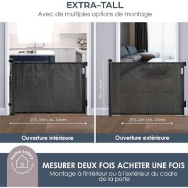 Barrera de seguridad retráctil extra alta - DREAMBABY - 60 a 140 cm H90 cm - Negro Barrera de seguridad retráctil extra alta - DREAMBABY - 60 a 140 cm H90 cm - Negro