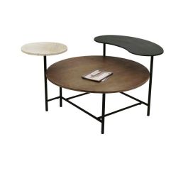DKD Home Decor Mesa Centro Moderna Negro Marrón Marfil Metal MDF Mármol 90 x 118 x 61 cm Desmontable Precio: 173.5000003. SKU: S3044194