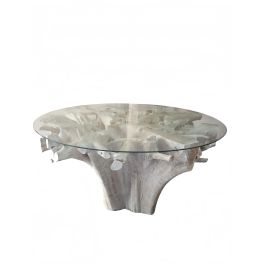 DKD Home Decor Mesa Comedor Balines Indonesia 1c24 Blanco Raíz de Teca 160x160x76 cm Precio: 1358.69000058. SKU: B1DVR4SA7E