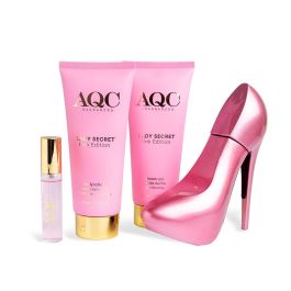 AQC FRAGRANCES Lady Secret Pink Edition - Estuche de fragancia para mujer 4 pz: EDP 100ml + EDP 15ml + Gel de ducha + Loción corporal