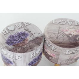 DKD Home Decor Reposapiés Shabby Gris Lila de PU y Pino, 30x30x30 cm, Altura 32 cm, con detalle Bicicleta, Pack de 2 Unidades DKD Home Decor Reposapiés Shabby Gris Lila de PU y Pino, 30x30x30 cm, Altura 32 cm, con detalle Bicicleta, Pack de 2 Unidades