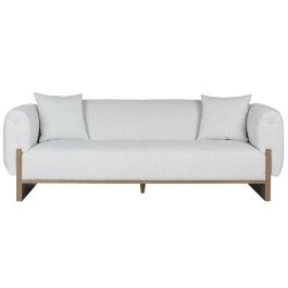 DKD Home Decor Sofá Scandi de Poliéster y MDF Gris Marrón 220 x 95 x 77 cm