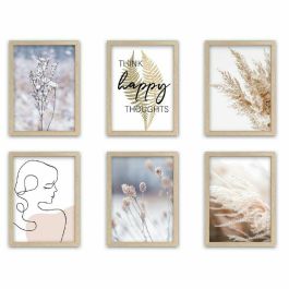 DKD Home Decor Cuadro Scandi Set de 6 Cuadros de Lienzo y Pino, Multicolor, Medidas 60 cm Alto x 40 cm Ancho x 2 cm Fondo Precio: 36.99619407. SKU: S3038920
